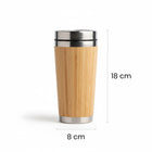 Bamboo Insulated Travel Mug - 400 ml with measurement details, perfect for hot or cold beverages.