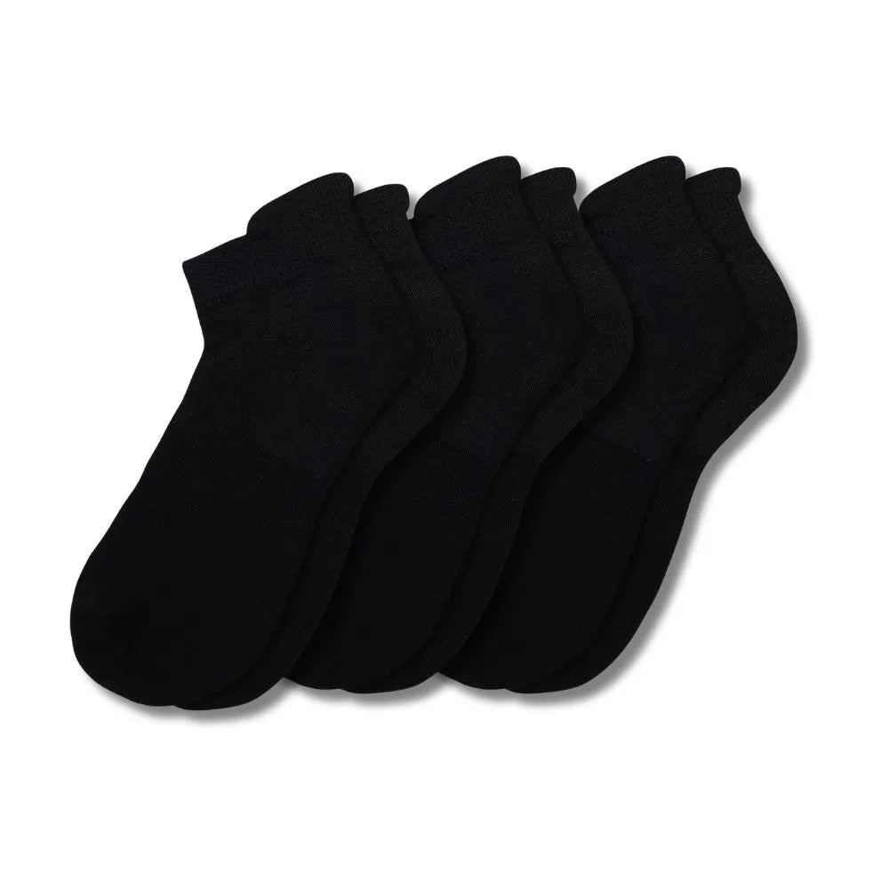 Bamboo Ankle Socks – White, Black, Navy & Grey | Soft, Cushioned & Odor Resistant (Pack of 3)