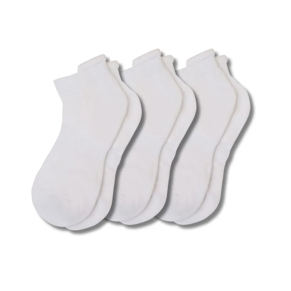 Bamboo Ankle Socks – White, Black, Navy & Grey | Soft, Cushioned & Odor Resistant (Pack of 3)