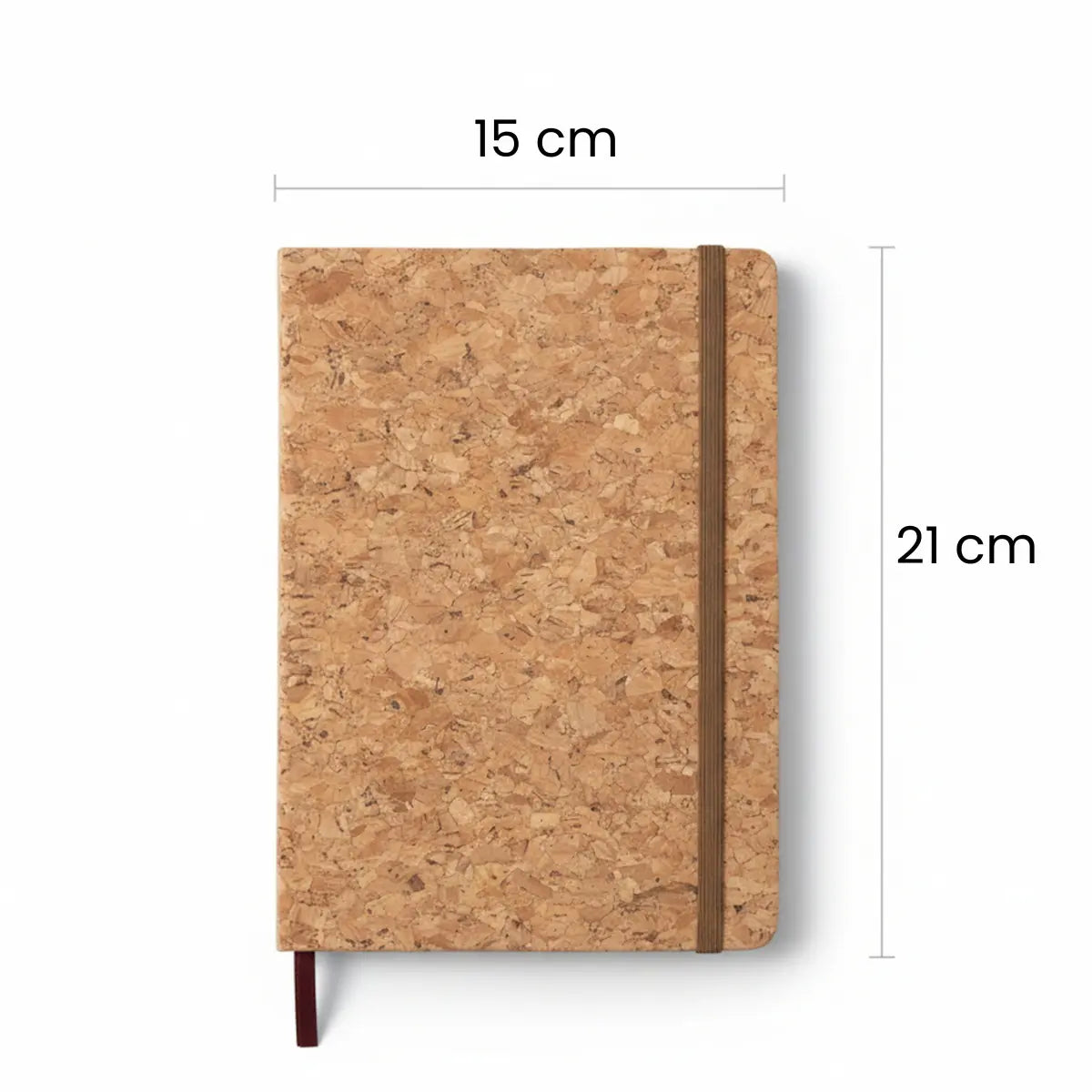 Cork Notebook (160 pages) with natural cork cover, dimensions 15 cm x 21 cm, ideal for journaling and note-taking.