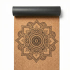 Cork Yoga Mat featuring intricate mandala design for enhanced stability and comfort during practice.