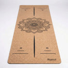 Cork Yoga Mat featuring a beautiful mandala design for stability in yoga and stretching routines.