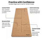 Cork Yoga Mat with guided alignment lines for perfect poses and stability during practice.