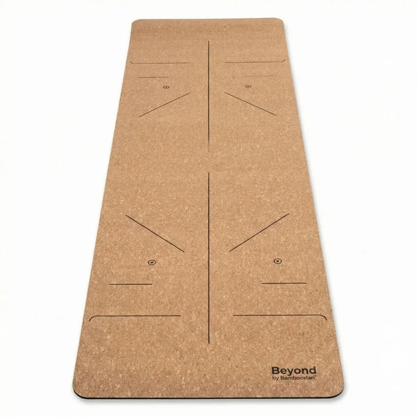 Cork Yoga Mat with alignment guides for stable practice and optimal grip for yoga and mobility routines.