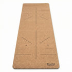 Cork Yoga Alignment Mat Ultra-Thin 1.5mm — standard design with printed alignment guides.
