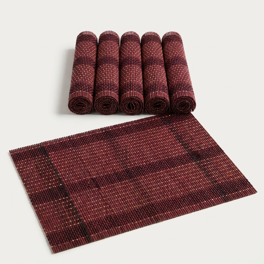Woven Bamboo Placemat in Maroon