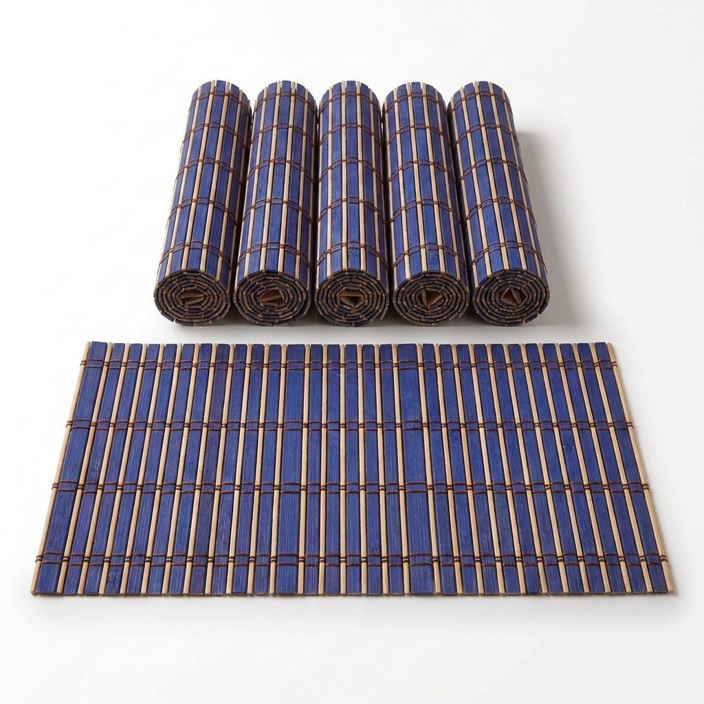 Natural Weave Bamboo Placemat in Blue