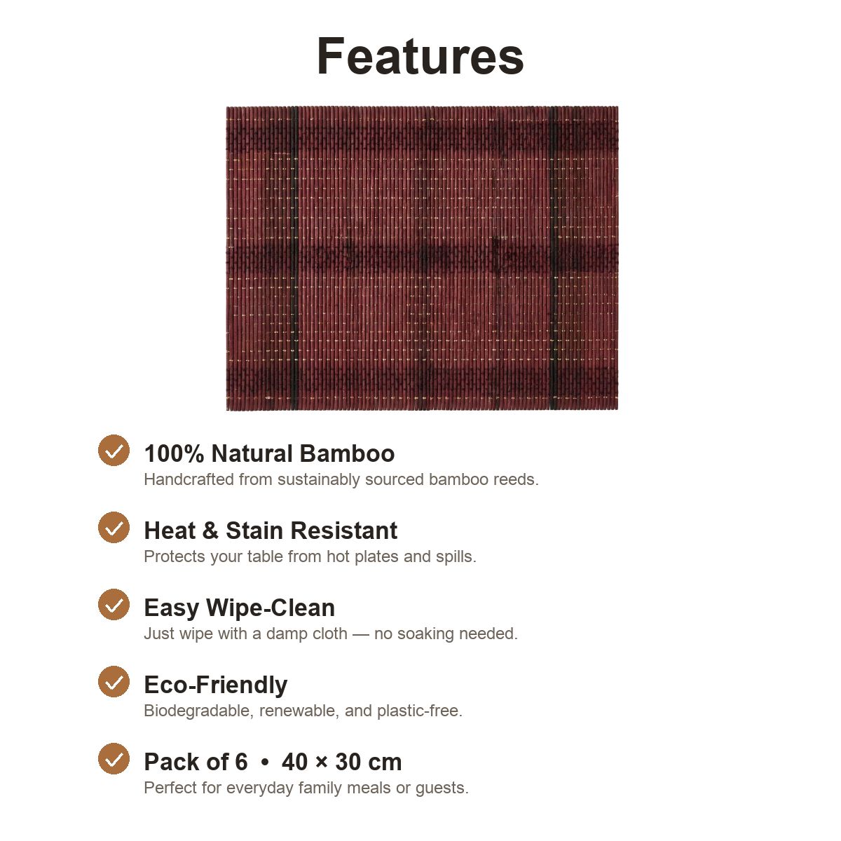 Woven bamboo placemat features