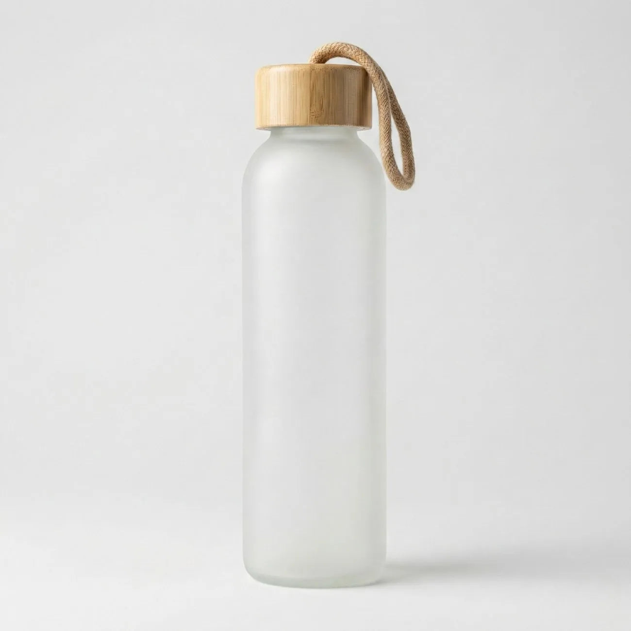 Bamboo Cap Frosted Glass Bottle