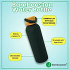 Bamboostan Water Bottle 500ml capacity with bamboo cap, ergonomic design for 12 hours hot and cold.
