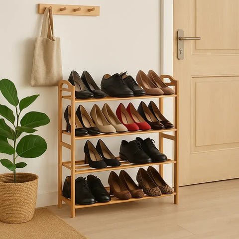 4-Tier Bamboo Shoe Rack Organizer