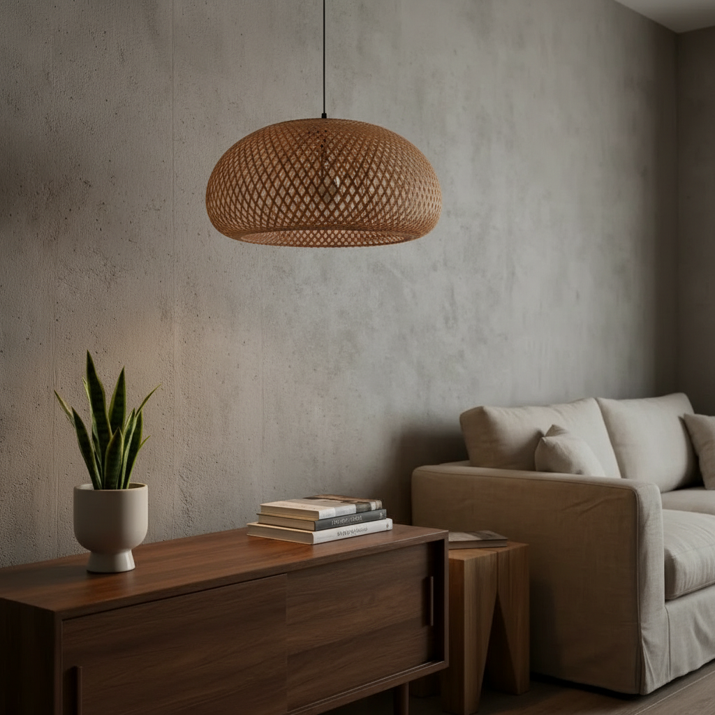 Bamboo Aura Ring Lamp — in daylight