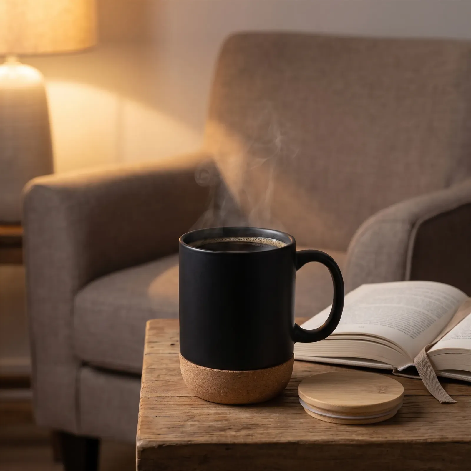 Morning coffee at the desk