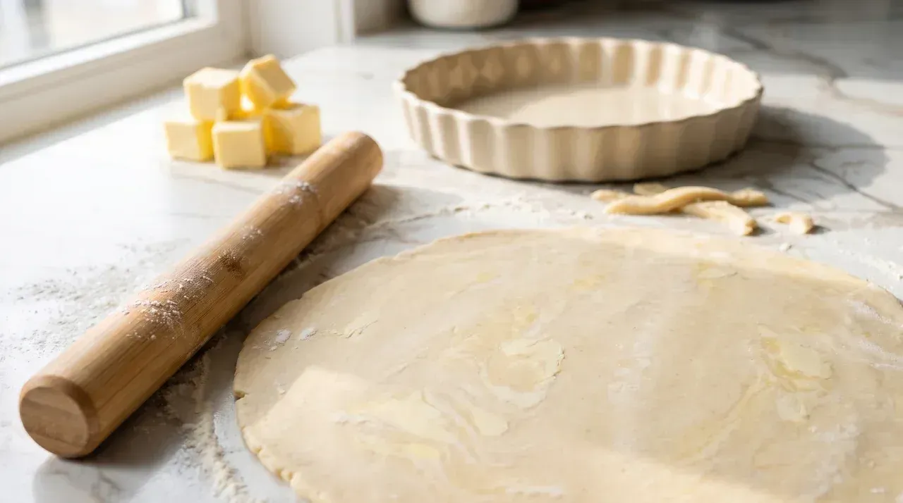 Pastry rolled out for pies and tarts